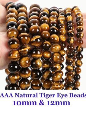 AAA Natural Tiger Eye Beads Vibrant Brown, Golden & Black Marble Beads
